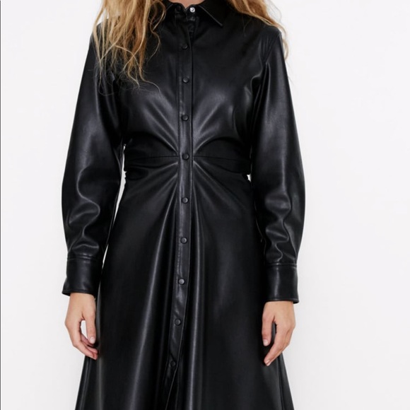 Faux leather black midi dress ❤️ Blogger favorite - Picture 4 of 7